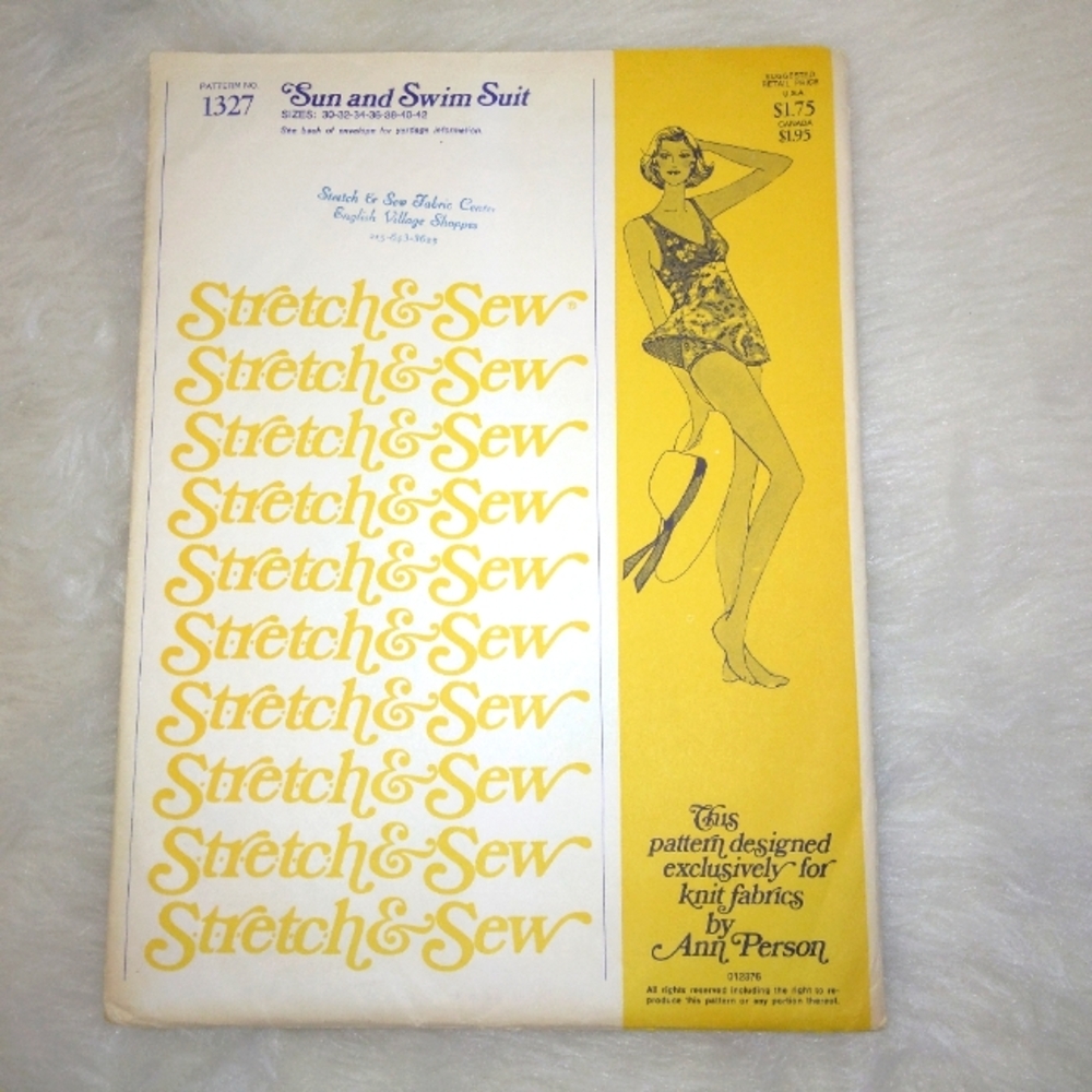 STRETCH & SEW 1327 Sun and Swim Suit Bust Size 30-32-34-36-38-40-42